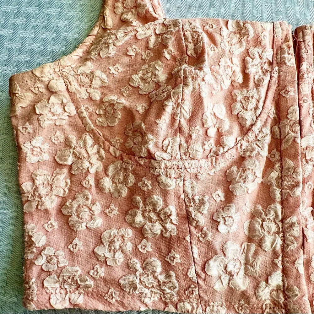 Wild Fable Pink Floral Bustier Crop Top L Structured Corset Style - Picture 6 of 12